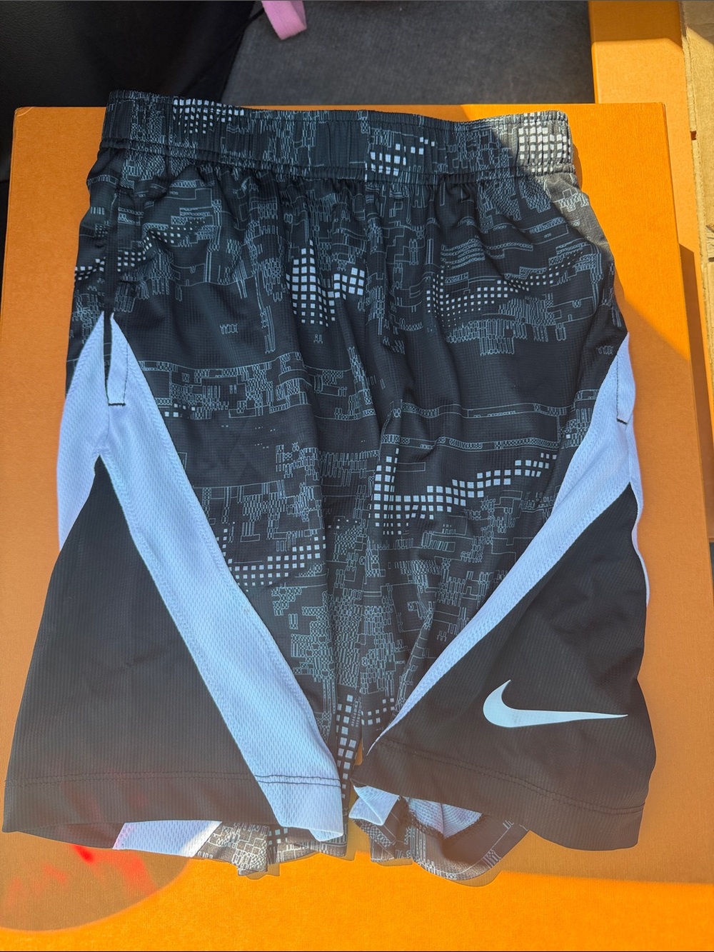 Nike Boys’ Dri-FIT Printed Training Shorts – Black/White/Grey
